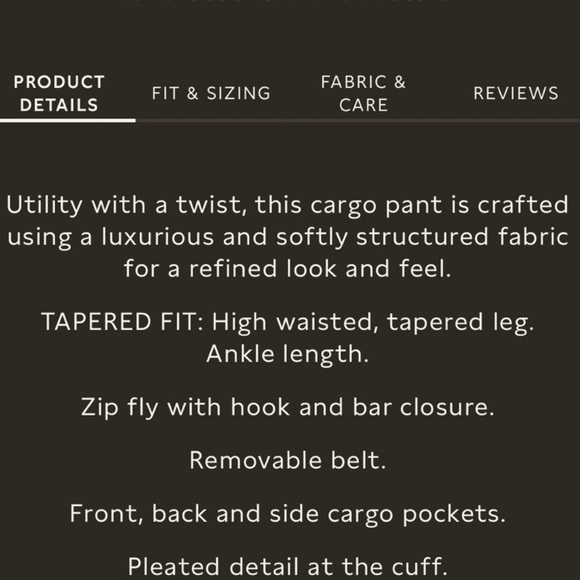 NEW BANANA REPUBLIC HIGH WAISTED TAPERED CARGO - PLEATED CUFF - LUXURIOUS FABRIC - Picture 4 of 16